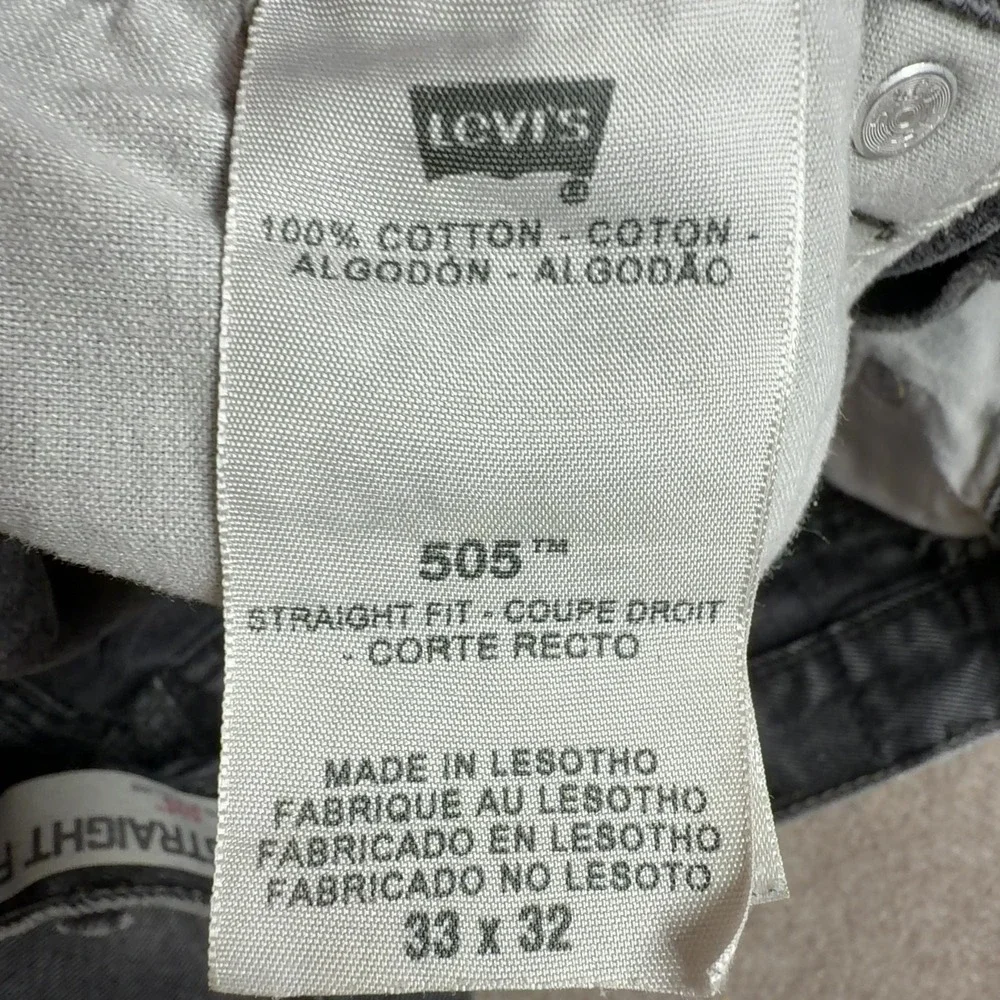 Vintage Levis 505 Jeans 33x32 Mens Classic Straight Black Grunge Work Y2k